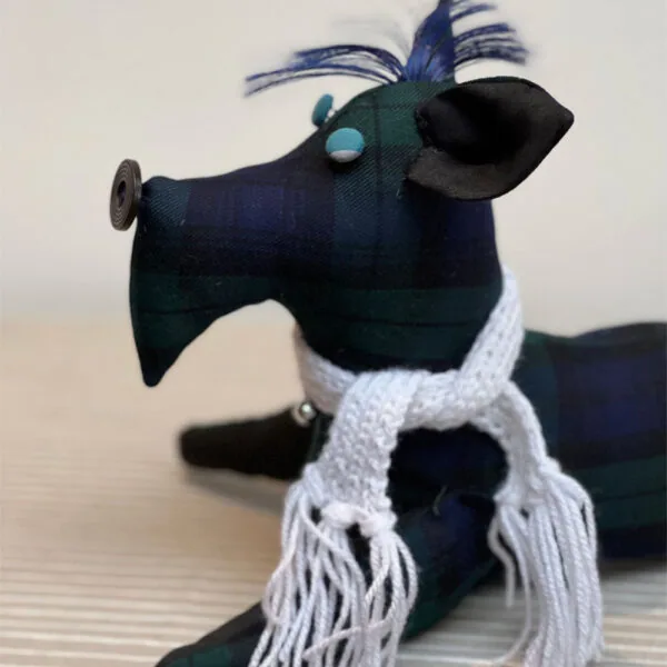 Dark Blue and Green Tartan Scottie