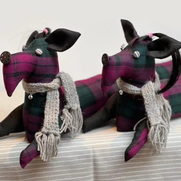 pink and green tartan scottie dafty