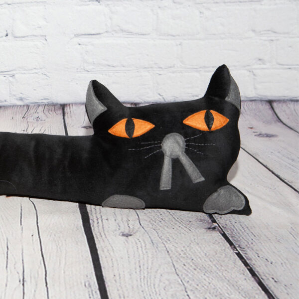 Black Velvet Flat Cat Draft Excluder Closeup