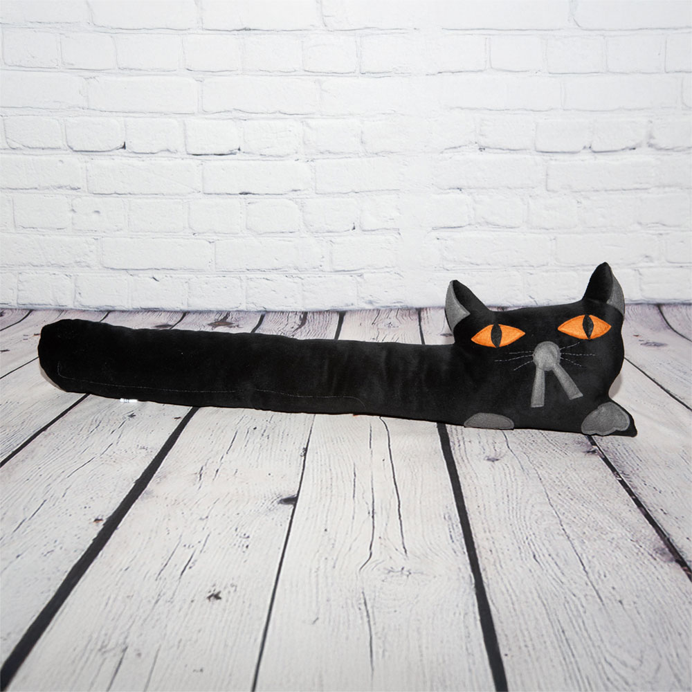 Black Velvet Flat Cat Draft Excluder