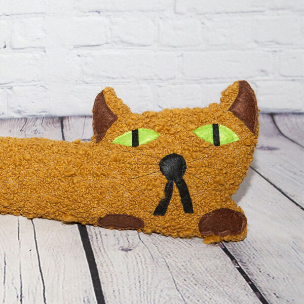 Ginger Bobbly Wool Mix Flat Cat Draft Excluder Closeup