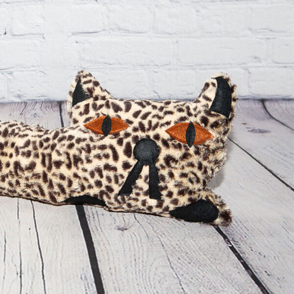 Leopard Print Faux Fur Flat Cat Draft Excluder Closeup