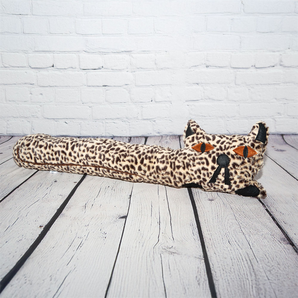 Leopard Print Faux Fur Flat Cat Draft Excluder